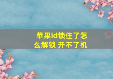 苹果id锁住了怎么解锁 开不了机